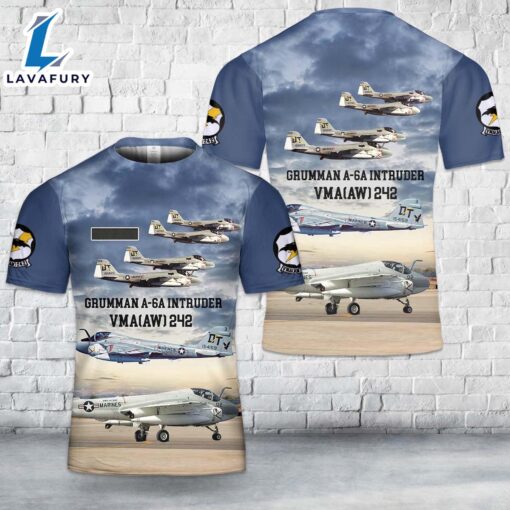 Custom Name USMC VMA(AW) 242 A-6A Intruders T-Shirt 3D 4th Of July Shirt