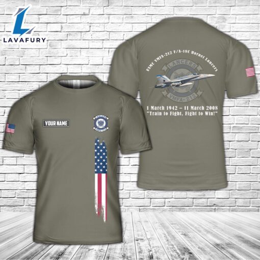 Custom Name USMC VMFA-212 F A-18C Hornet Hornet Lancers 3D T-Shirt 4th Of July Shirt
