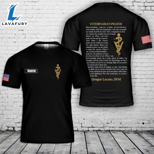 Custom Name Veterinarian Prayer 3D T-Shirt 4th Of July Shirt