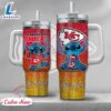 NFL Kansas City Chiefs Stitch Glitter Custom Stanley Quencher 40oz Stainless Steel Tumbler With Handle - Stitch Tumbler 40OZ 3 NFL Kansas City Chiefs Stitch Glitter Custom Stanley Quencher 40oz Stainless Steel Tumbler With Handle