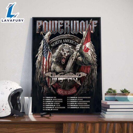 Powerwolf 2025 North American Tour Poster Dates List With Special Guest Dragonforce Poster Canvas