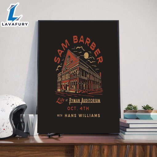 Sam Barber Live At Ryman Auditorium With Hans Williams On October 4th 2025 Poster Canvas