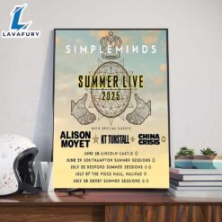 Simple Minds Summer Live 2025 UK Summer Tour Dates List With Special Guests Alison Moyet KT Tunstall And China Crisis Poster Canvas