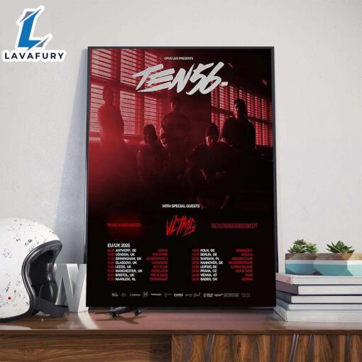 Ten56 EU-UK 2025 Tour Dates List With Special Guests Vctmsil And The Dali Thundering Concept Poster Canvas