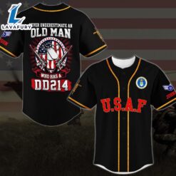 US Airforce Never Underestimate An Old Man Who Has A DD214 Baseball Shirt, Custom Baseball Shirt