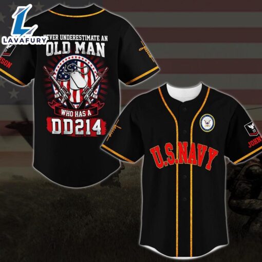 US Navy Never Underestimate An Old Man Who Has A DD214 Baseball Shirt, Custom Baseball Shirt