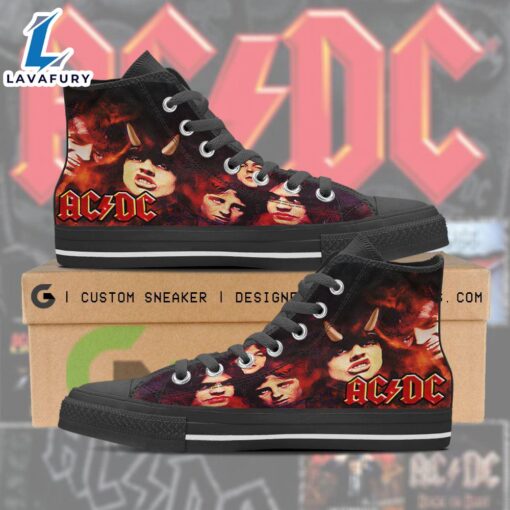 Acdc Rock Band, Acdc Evil Shoes, Acdc High Top Canvas Shoes  For Fans