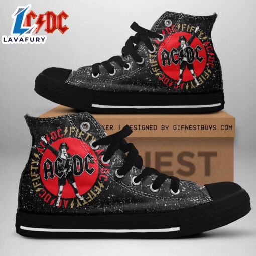 Acdc Rock Band, Acdc Fifty, Acdc High Top Canvas Shoes  For Fans