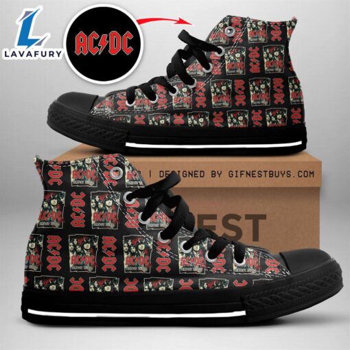 Acdc Rock Band, Acdc Higway To Hell, Acdc High Top Canvas Shoes  For Fans