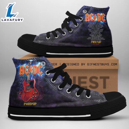 Acdc Rock Band, Acdc Pwrd Up Shoes, Acdc High Top Canvas Shoes  For Fans