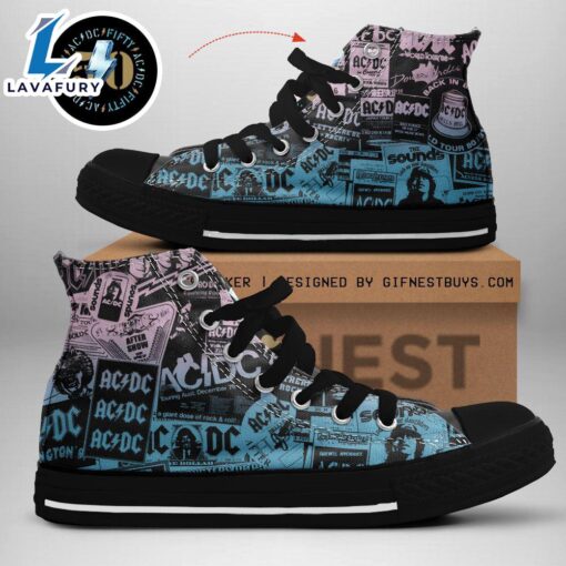 Acdc Rock Band, Acdc Symbol Shoes, Acdc High Top Canvas Shoes  For Fans