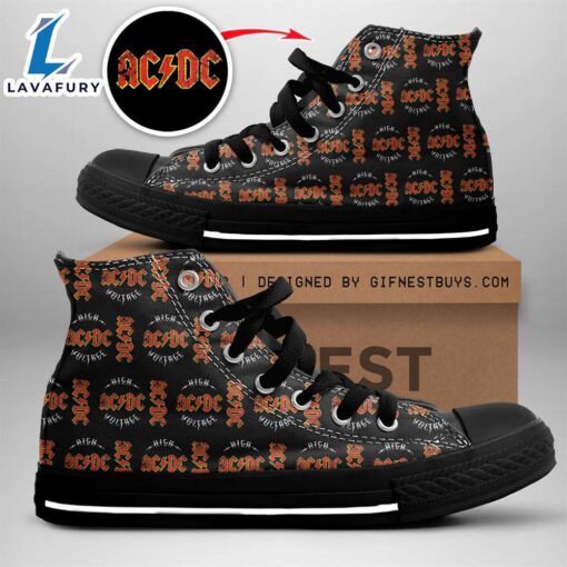 Acdc Rock Band, Acdc Voltage, Acdc High Top Canvas Shoes  For Fans