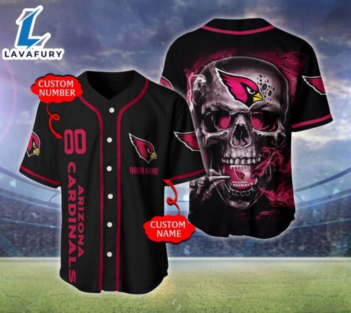 Arizona Cardinals NFL Skull Logo Personalized Baseball Jersey  – Gift  For Halloween