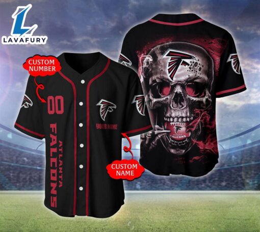 Atlanta Falcons NFL Skull Logo Personalized Baseball Jersey  – Gift  For Halloween