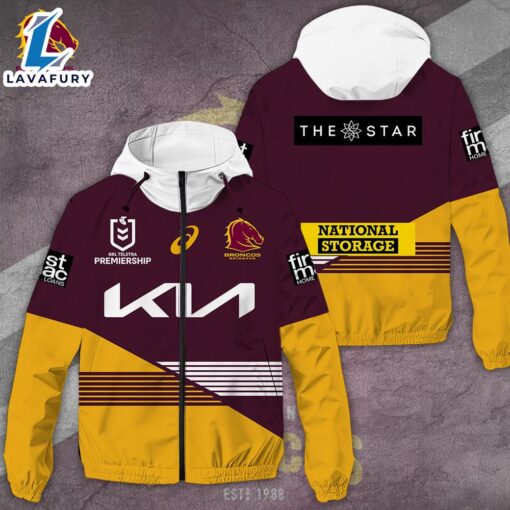 Rock Music 3D Windbreaker Jacket –  Brisbane Broncos 3D Windbreaker Jacket For Man And Women