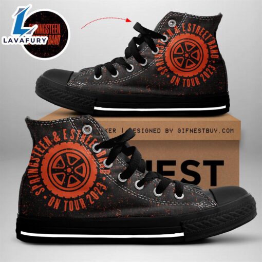 Bruce Springsteen E Street Band On Tour, Bruce Springsteen High Top Canvas Shoes For Fans