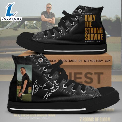 Bruce Springsteen Only The Strong Survive, Bruce Springsteen High Top Canvas Shoes For Fans
