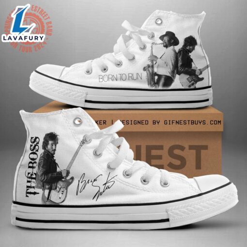 Bruce Springsteen The Boss Born To Run, Bruce Springsteen High Top Canvas Shoes For Fans