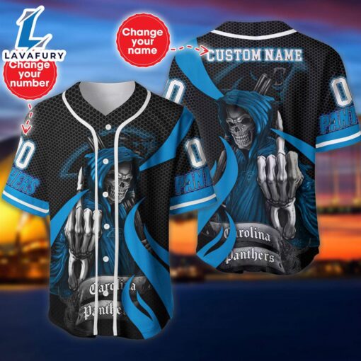 Carolina Panthers Halloween Cusom Name And Number Baseball Jersey  – Gift  For Halloween