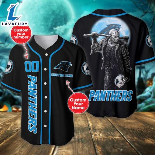 Carolina Panthers Horror Movie Personalized Baseball Jersey  – Gift  For Halloween