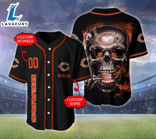 Chicago Bears NFL Skull Logo Personalized Baseball Jersey  – Gift  For Halloween
