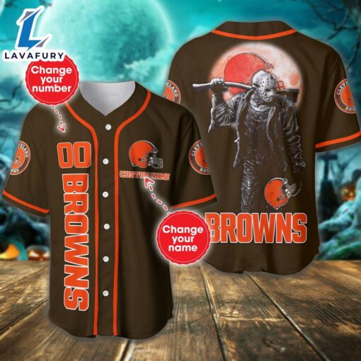 Cleveland Browns Horror Movie Personalized Baseball Jersey  – Gift  For Halloween