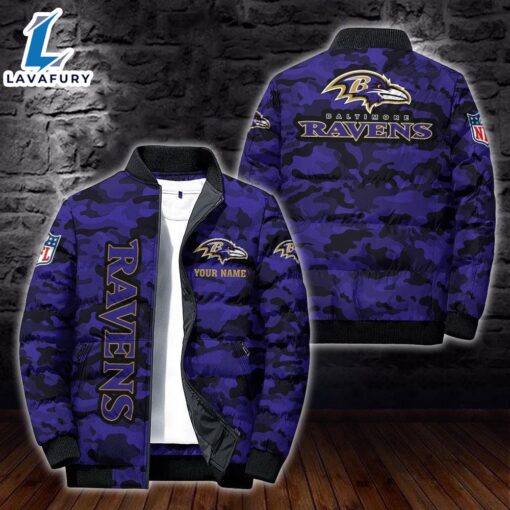 For Man And Women Custom Name Camo Baltimore Ravens Personalized Puffer Jacket
