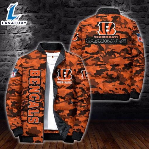 For Man And Women Custom Name Camo Cincinnati Bengals Personalized Puffer Jacket