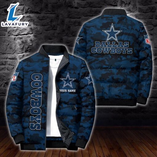 For Man And Women Custom Name Camo Dallas Cowboys Personalized Puffer Jacket