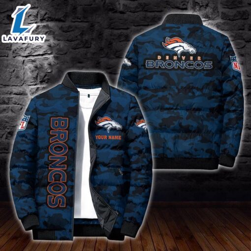 For Man And Women Custom Name Camo Denver Broncos Personalized Puffer Jacket