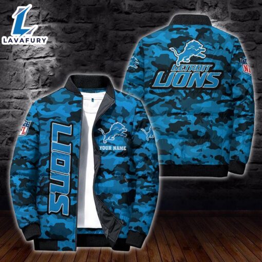 For Man And Women Custom Name Camo Detroit Lions Personalized Puffer Jacket