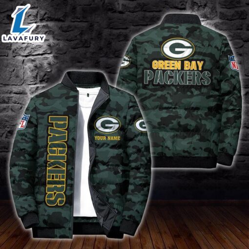 For Man And Women Custom Name Camo Green Bay Packers Personalized Puffer Jacket