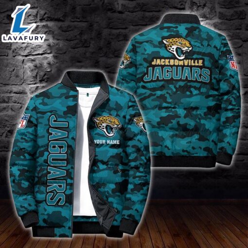 For Man And Women Custom Name Camo Jacksonville Jaguars Personalized Puffer Jacket