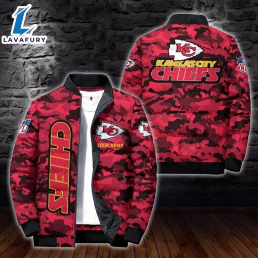 For Man And Women Custom Name Camo Kansas City Chiefs Personalized Puffer Jacket