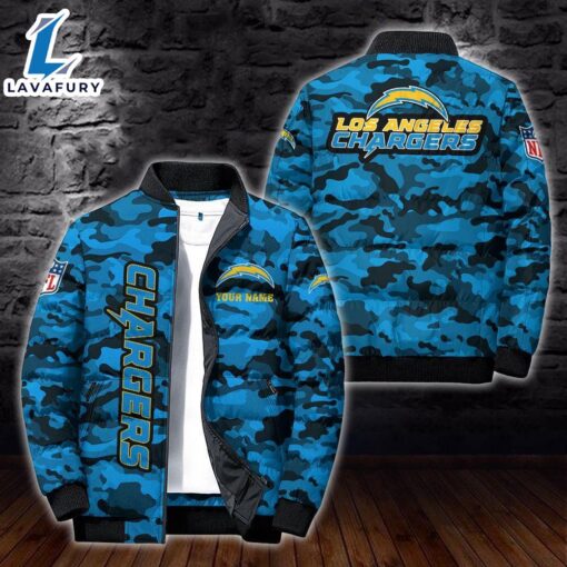 For Man And Women Custom Name Camo Los Angeles Chargers Personalized Puffer Jacket