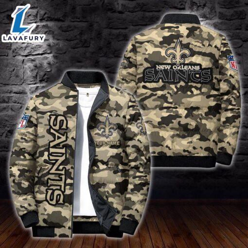 For Man And Women Custom Name Camo New Orleans Saints Personalized Puffer Jacket