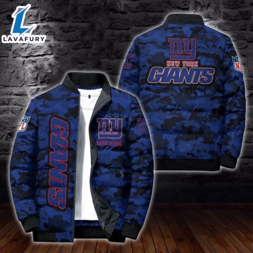 For Man And Women Custom Name Camo New York Giants Personalized Puffer Jacket