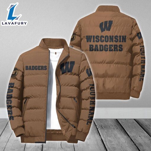 For Man And Women Custom Name NCAA Wisconsin Badgers Personalized Puffer Jacket