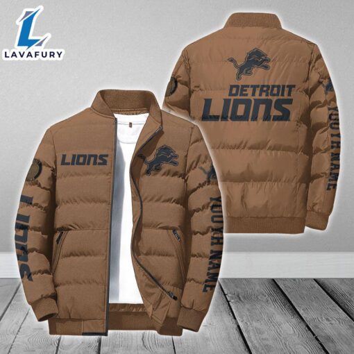 For Man And Women Custom Name NFL Detroit Lions Personalized Puffer Jacket