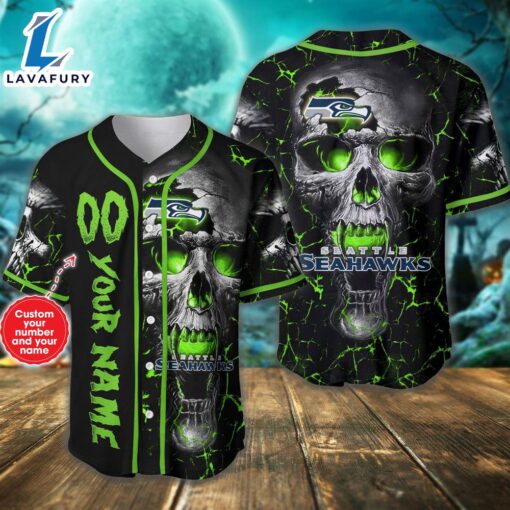 Custom Number And Name Seattle Seahawks NFL Baseball Jersey – Gift  For Halloween