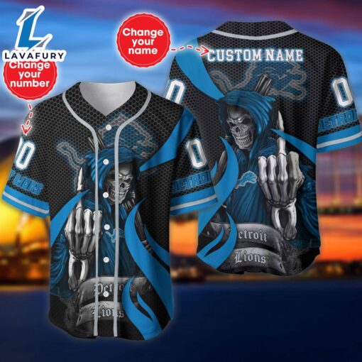 Detroit Lions Halloween Cusom Name And Number Baseball Jersey  – Gift  For Halloween
