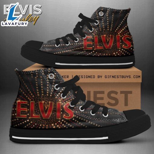Elvis Presley Beaded Shoes, Elvis Presley High Top Canvas Shoes For Fans