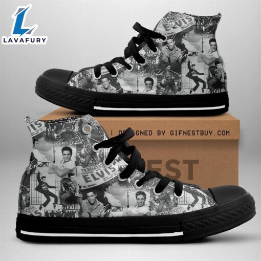 Elvis Presley Grey Shoes, Elvis Presley High Top Canvas Shoes For Fans