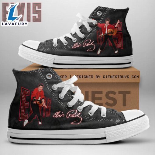 Elvis Presley Pose Shoes, Elvis Presley High Top Canvas Shoes For Fans