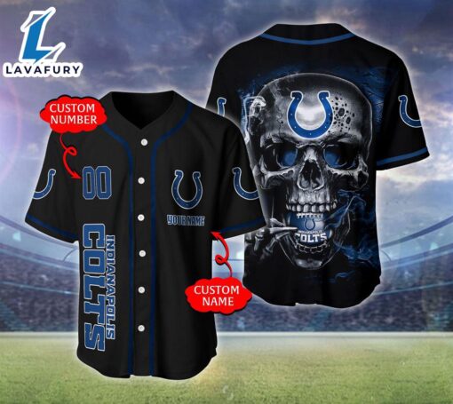 Indianapolis Colts NFL Skull Logo Personalized Baseball Jersey  – Gift  For Halloween