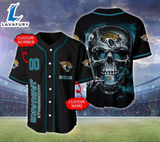 Jacksonville Jaguars NFL Skull Logo Personalized Baseball Jersey  – Gift  For Halloween