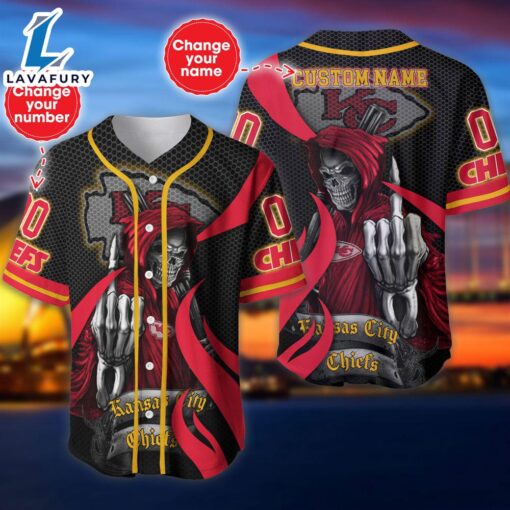 Kansas City Chiefs Halloween Cusom Name And Number Baseball Jersey  – Gift  For Halloween