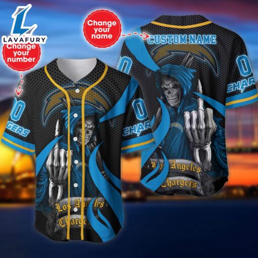 Los Angeles Chargers Halloween Cusom Name And Number Baseball Jersey  – Gift  For Halloween