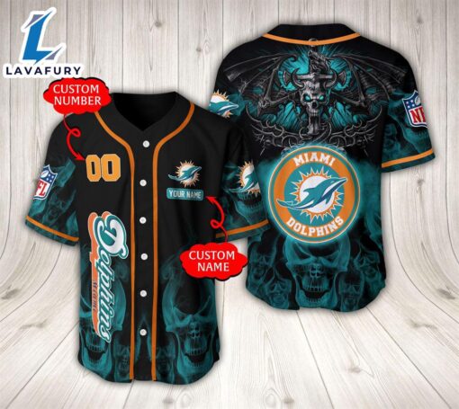 Miami Dolphins NFL Baseball Jersey Custom Name And Number  – Gift  For Halloween