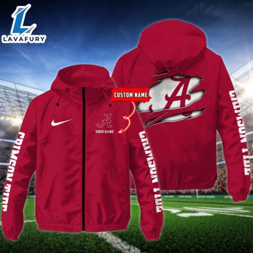 NCAA Alabama Crimson Tide Football Windbreaker Outdoor Jacket – Custom Name Gift Sport